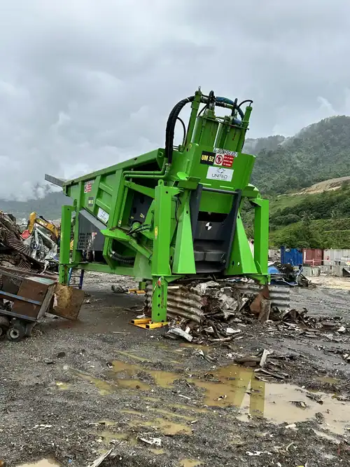 Heavy-duty scrap metal shredder for industrial recycling.