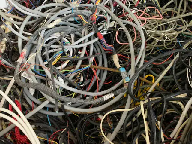 Recycling metal wires and cables for scrap metal trading and eco-friendly disposal.