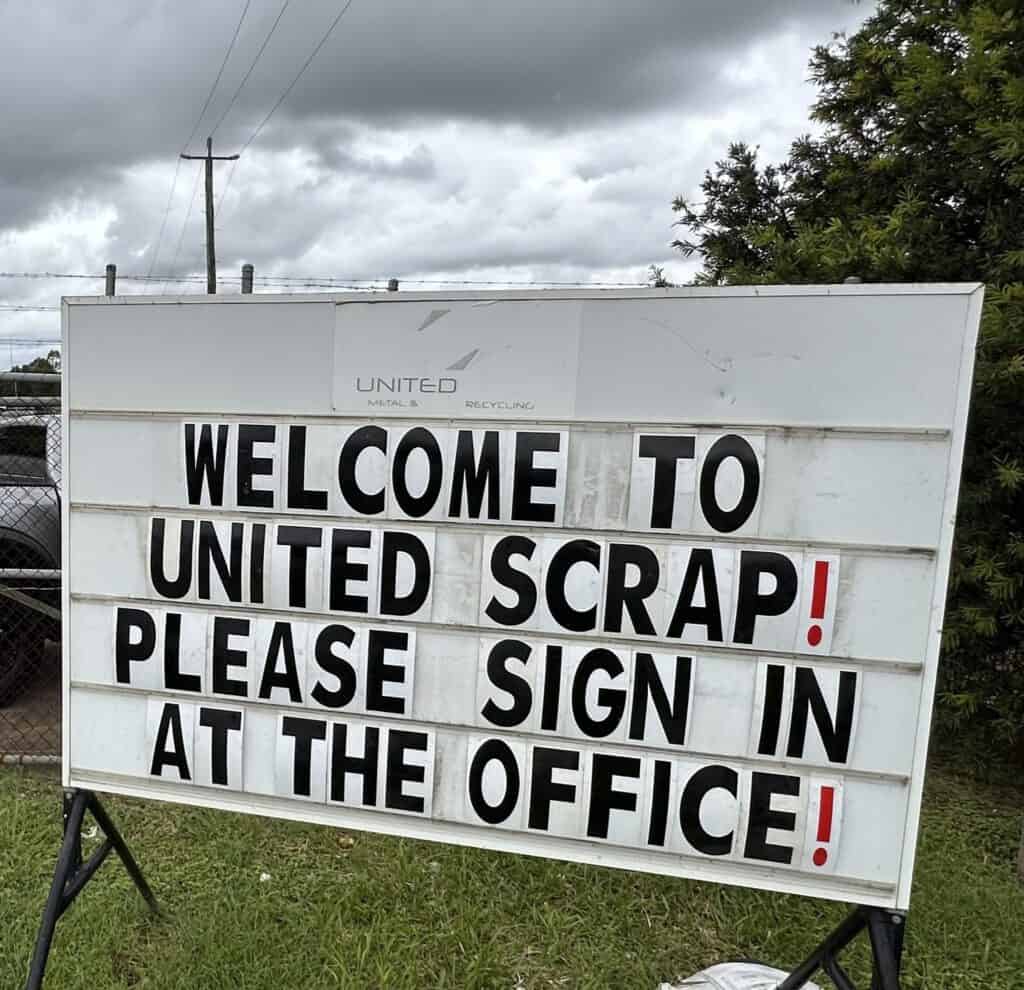 Welcome to United Scrap! Please sign in at the office.